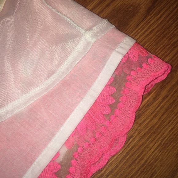 Blue Rain Skirt Boutique Pink Lace Floral Size:L - Picture 7 of 8